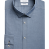 Calvin Klein Refined Cotton Stretch Supima Slim Fit Hidden Button-Down Collar Dress Shirt, Blue