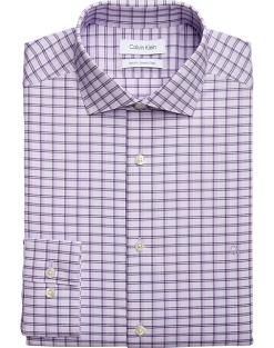 Calvin Klein Slim Fit Embroidered Logo Dress Shirt, Lavender Plaid