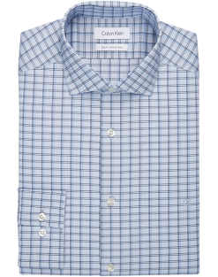 Calvin Klein Slim Fit Embroidered Logo Dress Shirt, Royal Blue Plaid