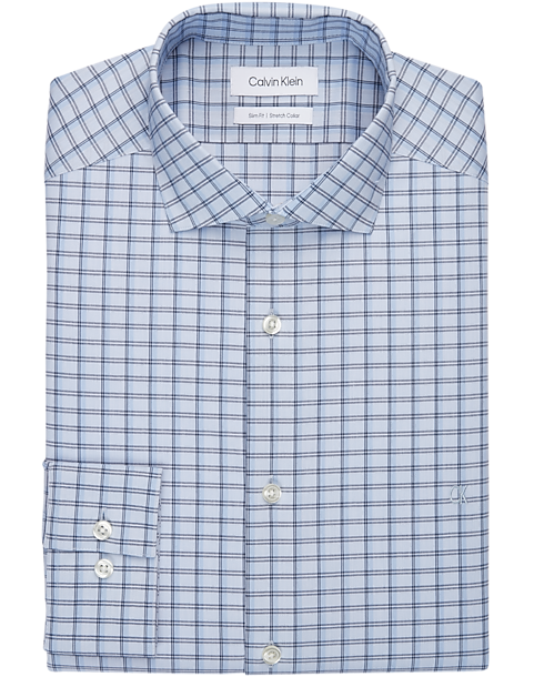 Calvin Klein Slim Fit Embroidered Logo Dress Shirt, Royal Blue Plaid 3 Calvin Klein Slim Fit Embroidered Logo Dress Shirt, Royal Blue Plaid