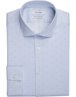 Calvin Klein Infinite Non-Iron Slim Fit Stretch Collar Dress Shirt, Blue Mini Diamond
