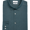 Calvin Klein Refined Cotton Stretch Supima Slim Fit Hidden Button-Down Collar Dress Shirt, Aquamarine -Dress Shirts Sales MW40 5F30 61 CALVIN KLEIN AQUAMARINE MAIN