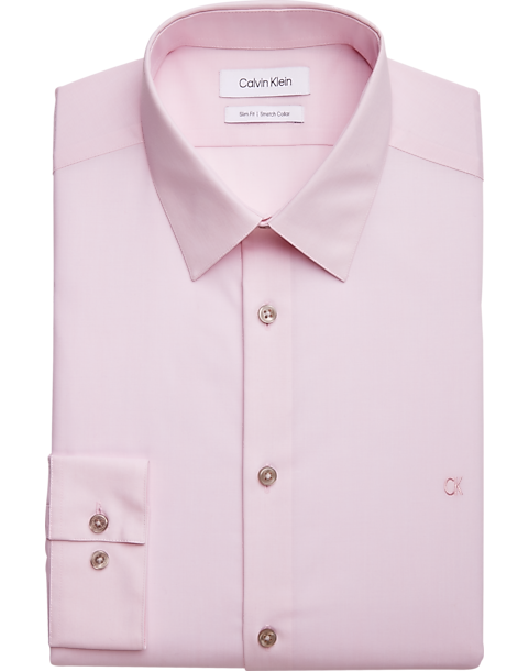 Calvin Klein Slim Fit Embroidered Logo Dress Shirt, Pink 3 Calvin Klein Slim Fit Embroidered Logo Dress Shirt, Pink