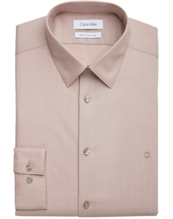 Calvin Klein Slim Fit Embroidered Logo Dress Shirt, Taupe