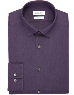 Calvin Klein Refined Cotton Stretch Supima Slim Fit Hidden Button-Down Collar Dress Shirt, Purple