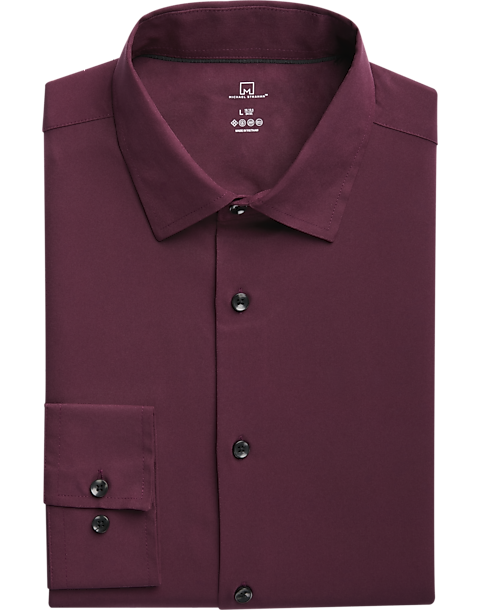Michael Strahan Modern Fit Spread Collar Dress Shirt, Wine 3 Michael Strahan Modern Fit Spread Collar Dress Shirt, Wine