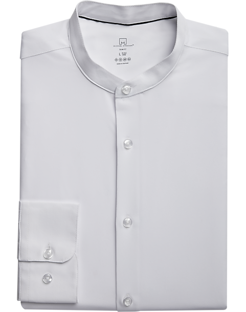 Michael Strahan Slim Fit Banded Collar Dress Shirt, White 3 Michael Strahan Slim Fit Banded Collar Dress Shirt, White