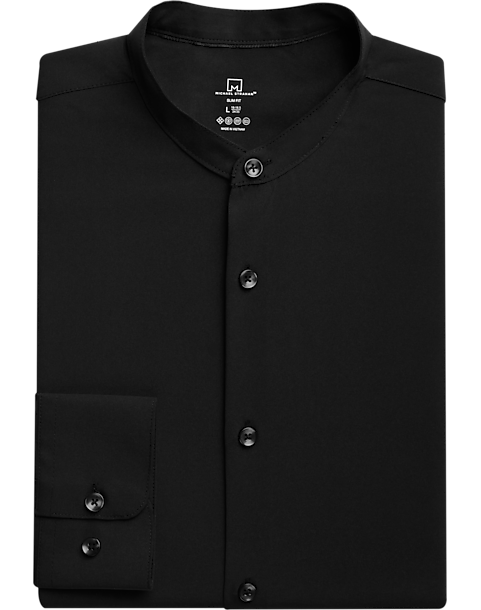 Michael Strahan Slim Fit Banded Collar Dress Shirt, Black 3 Michael Strahan Slim Fit Banded Collar Dress Shirt, Black