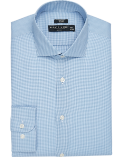 Pronto Uomo Non-Iron Slim Fit Spread Collar Dress Shirt, French Blue Gingham