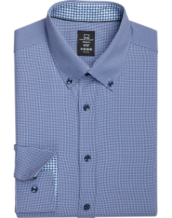 Michael Strahan Four-Way Stretch Modern Fit Dress Shirt, Blue Gingham