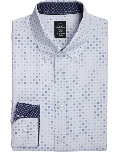 Michael Strahan Four-Way Stretch Modern Fit Dress Shirt, White Dot