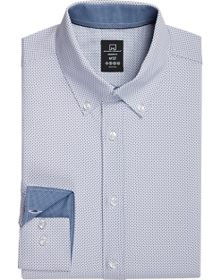 Michael Strahan Four-Way Stretch Modern Fit Dress Shirt, White Dot