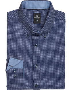 Michael Strahan Modern Fit 4-Way Stretch Dress Shirt, Blue Dot