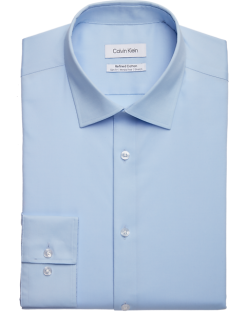 Calvin Klein Refined Cotton Stretch Supima Slim Fit Dress Shirt, Light Blue