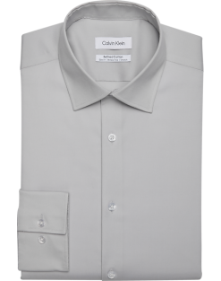 Calvin Klein Refined Cotton Stretch Supima Slim Fit Dress Shirt, Gray