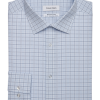 Calvin Klein Refined Cotton Stretch Supima Slim Fit Dress Shirt, Blue Plaid -Dress Shirts Sales MW40 5FK4 23 CALVIN KLEIN BLUE PLAID MAIN