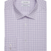 Calvin Klein Refined Cotton Stretch Supima Slim Fit Dress Shirt, Lilac Plaid -Dress Shirts Sales MW40 5FK4 76 CALVIN KLEIN LILAC PLAID MAIN