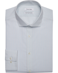 Calvin Klein Infinite Wrinkle Free Slim Fit Stretch Collar Dress Shirt, Blue Plaid
