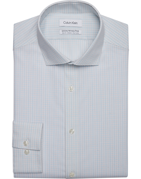 Calvin Klein Infinite Wrinkle Free Slim Fit Stretch Collar Dress Shirt, Blue Plaid 2 Calvin Klein Infinite Wrinkle Free Slim Fit Stretch Collar Dress Shirt, Blue Plaid