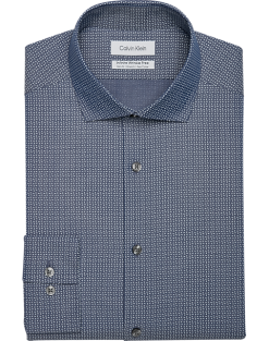 Calvin Klein Infinite Wrinkle Free Slim Fit Stretch Collar Dress Shirt, Midnight Blue Dash
