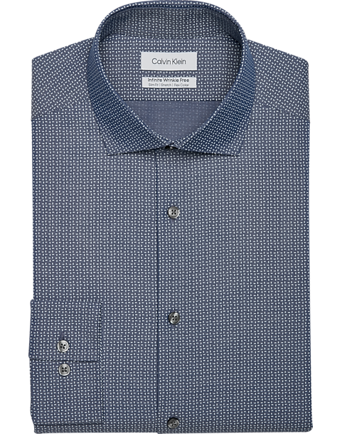 Calvin Klein Infinite Wrinkle Free Slim Fit Stretch Collar Dress Shirt, Midnight Blue Dash 3 Calvin Klein Infinite Wrinkle Free Slim Fit Stretch Collar Dress Shirt, Midnight Blue Dash
