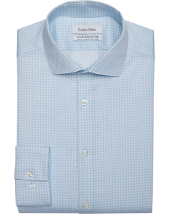 Calvin Klein Infinite Wrinkle Free Slim Fit Stretch Collar Dress Shirt, Blue Triangles