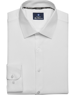 Ben Sherman Slim Fit Dobby Dress Shirt, White Basketweave