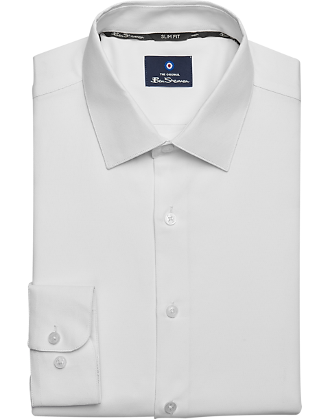 Ben Sherman Slim Fit Dobby Dress Shirt, White Basketweave 3 Ben Sherman Slim Fit Dobby Dress Shirt, White Basketweave
