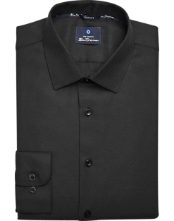 Ben Sherman Slim Fit Dobby Dress Shirt, Black Basketweave