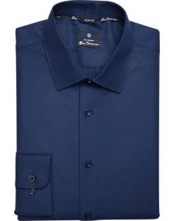 Ben Sherman Slim Fit Dobby Dress Shirt, Navy Basketweave
