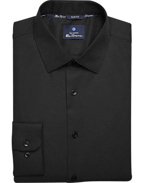 Ben Sherman Slim Fit Dobby Dress Shirt, Black Teardrop 3 Ben Sherman Slim Fit Dobby Dress Shirt, Black Teardrop