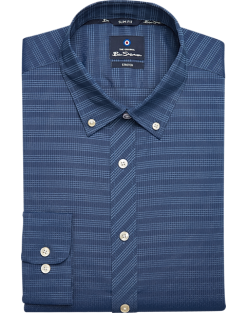 Ben Sherman Slim Fit Button-Down Collar Dress Shirt, Navy Plaid