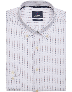 Ben Sherman Slim Fit Button-Down Collar Dress Shirt, Red And Blue Geo