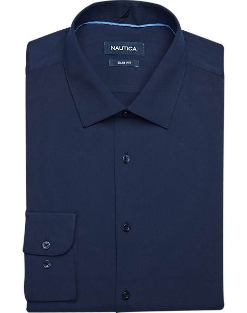 Nautica Slim Fit Four-Way Stretch Dress Shirt, Navy 3 Nautica Slim Fit Four-Way Stretch Dress Shirt, Navy