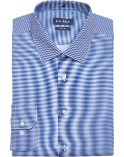 Nautica Slim Fit Four-Way Stretch Dress Shirt, Blue Check