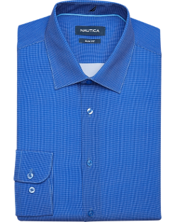 Nautica Slim Fit Four-Way Stretch Dress Shirt, Blue Micro Dot