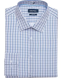 Nautica Slim Fit Four-Way Stretch Dress Shirt, Blue Plaid