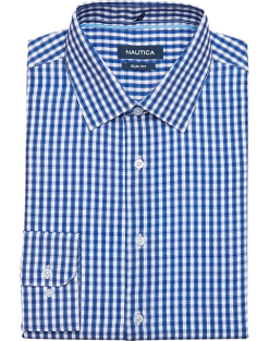 Nautica Slim Fit Four-Way Stretch Dress Shirt, Blue Check