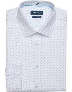 Nautica Slim Fit Four-Way Stretch Dress Shirt, White Print
