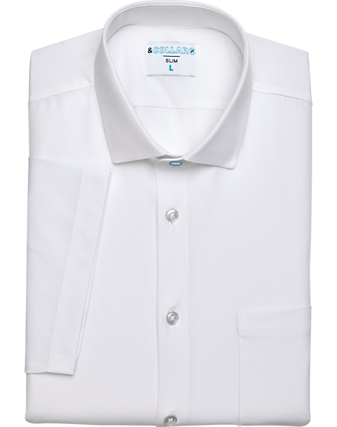 &Collar Pacific Slim Fit Stain-Resistant Short Sleeve Dress Shirt, White 3 &Collar Pacific Slim Fit Stain-Resistant Short Sleeve Dress Shirt, White