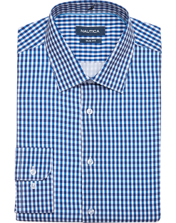 Nautica Slim Fit Four-Way Stretch Dress Shirt, Navy Check