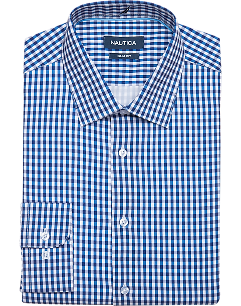 Nautica Slim Fit Four-Way Stretch Dress Shirt, Navy Check 3 Nautica Slim Fit Four-Way Stretch Dress Shirt, Navy Check
