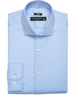 Pronto Uomo Classic Fit Spread Collar Dress Shirt, Blue Herringbone