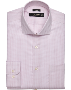 Pronto Uomo Slim Fit Spread Collar Dress Shirt, Pink Check