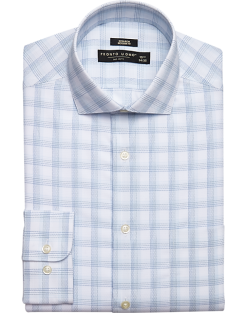 Pronto Uomo Modern Fit Spread Collar Dress Shirt, Blue And Teal Plaid