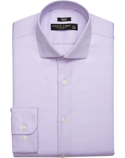 Pronto Uomo Slim Fit Spread Collar Dress Shirt, Lavender Herringbone