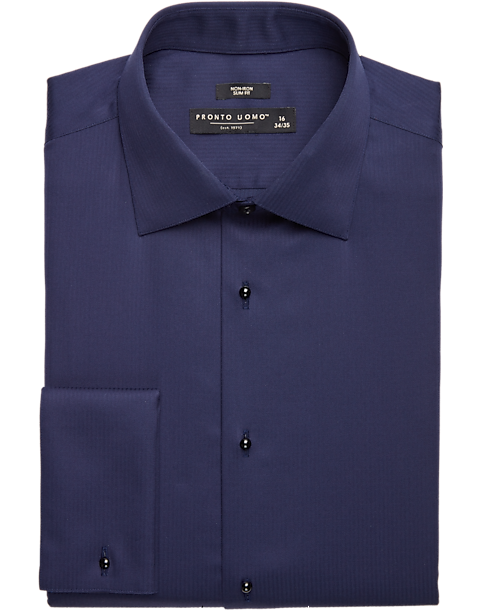 Pronto Uomo Slim Fit French Cuff Tuxedo Formal Shirt, Navy 3 Pronto Uomo Slim Fit French Cuff Tuxedo Formal Shirt, Navy