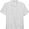 Cubavera Modern Fit Short Sleeve Linen Guayabera Shirt, White