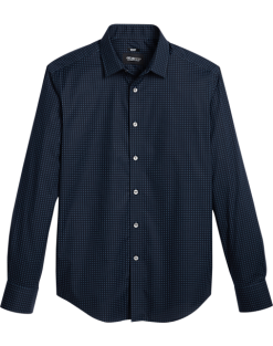 Awearness Kenneth Cole Slim Fit Sport Shirt, Navy Square Dot