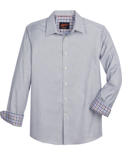 Egara Slim Fit Spread Collar Sport Shirt, Navy Houndstooth
